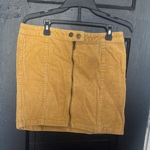 Blue Spice Mustard Corduroy Front-Zip Mini Skirt